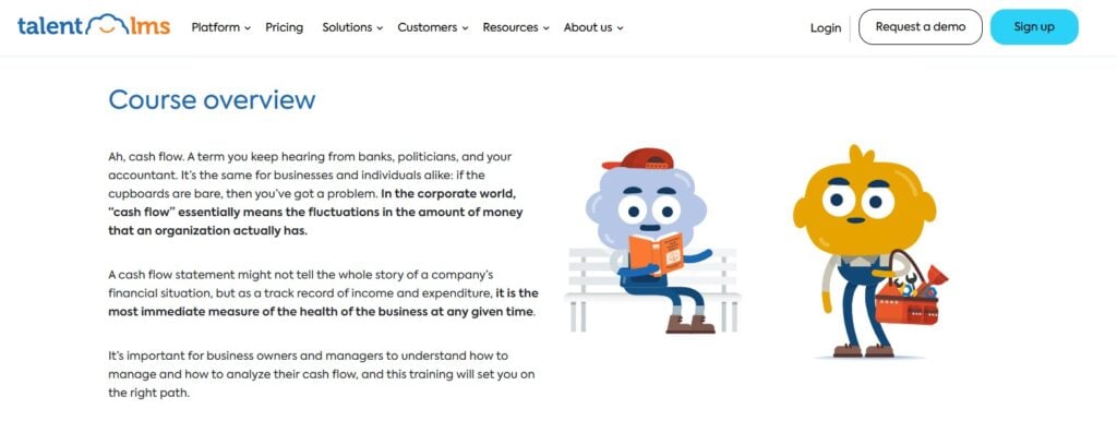 Course page screenshot of The Importance of Cash Flow