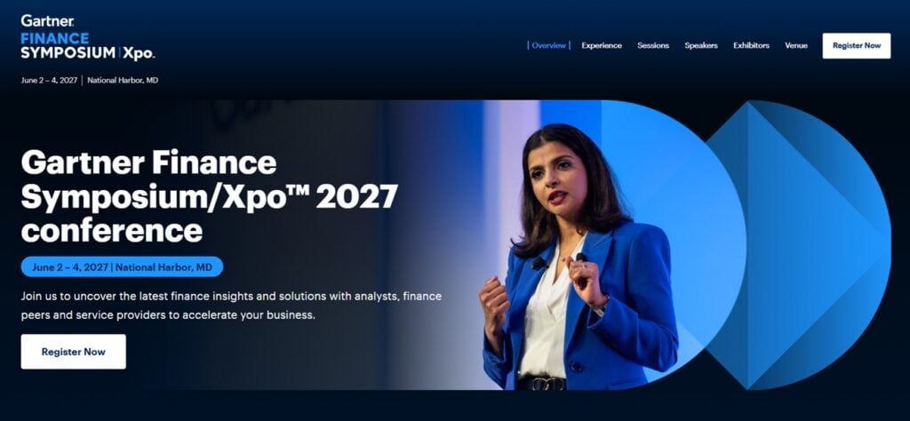 Landing page of the Gartner Finance Symposium/Xpo 2027