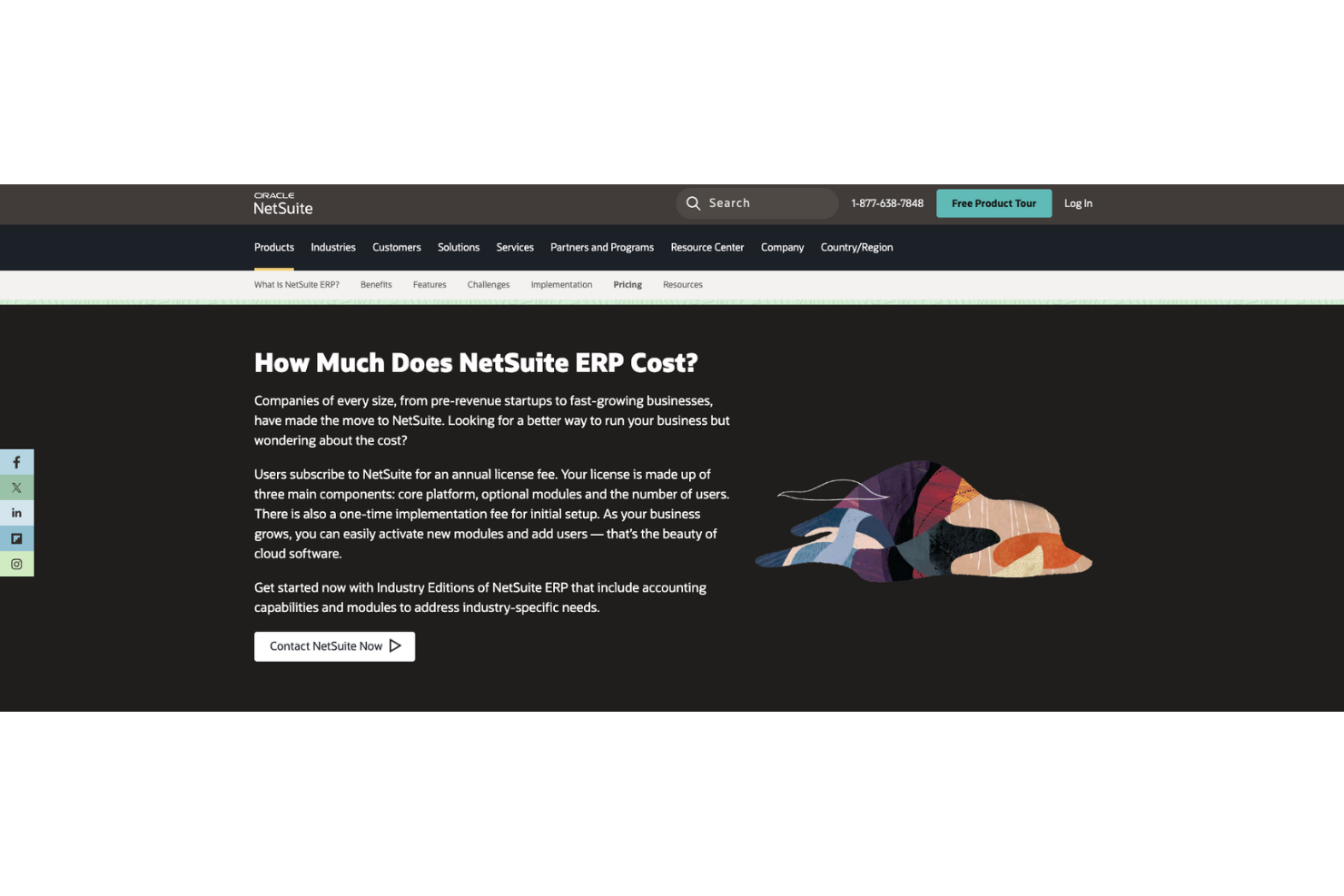 Oracle NetSuite ERP pricing screenshot