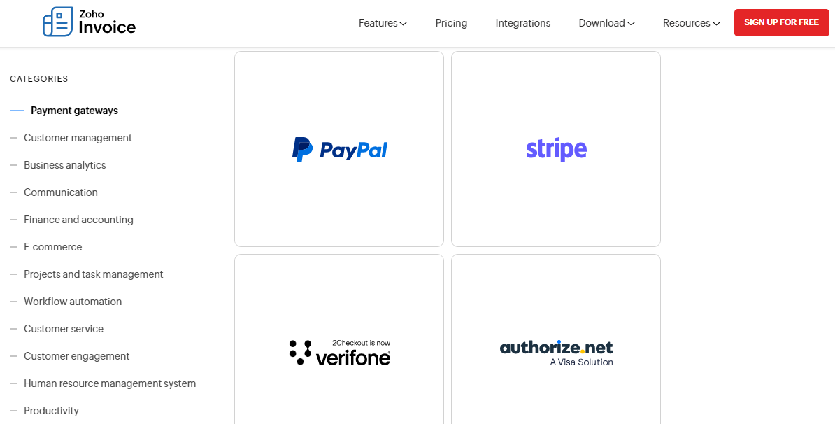 Zoho Invoice integration with your tech stack screenshot