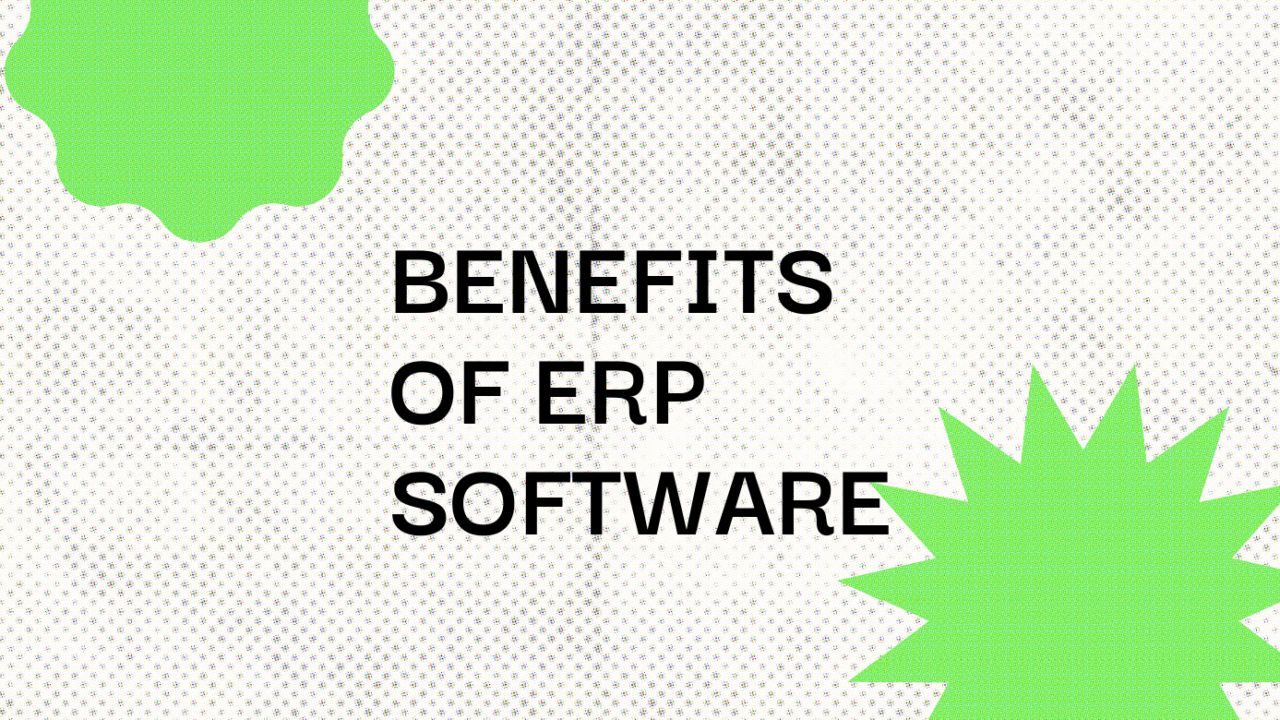 Benefits of erp software text on white background