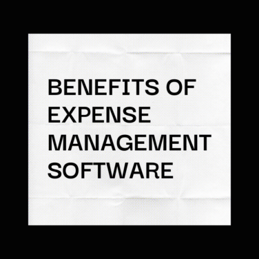 Benefits of expense management software text on black and white background