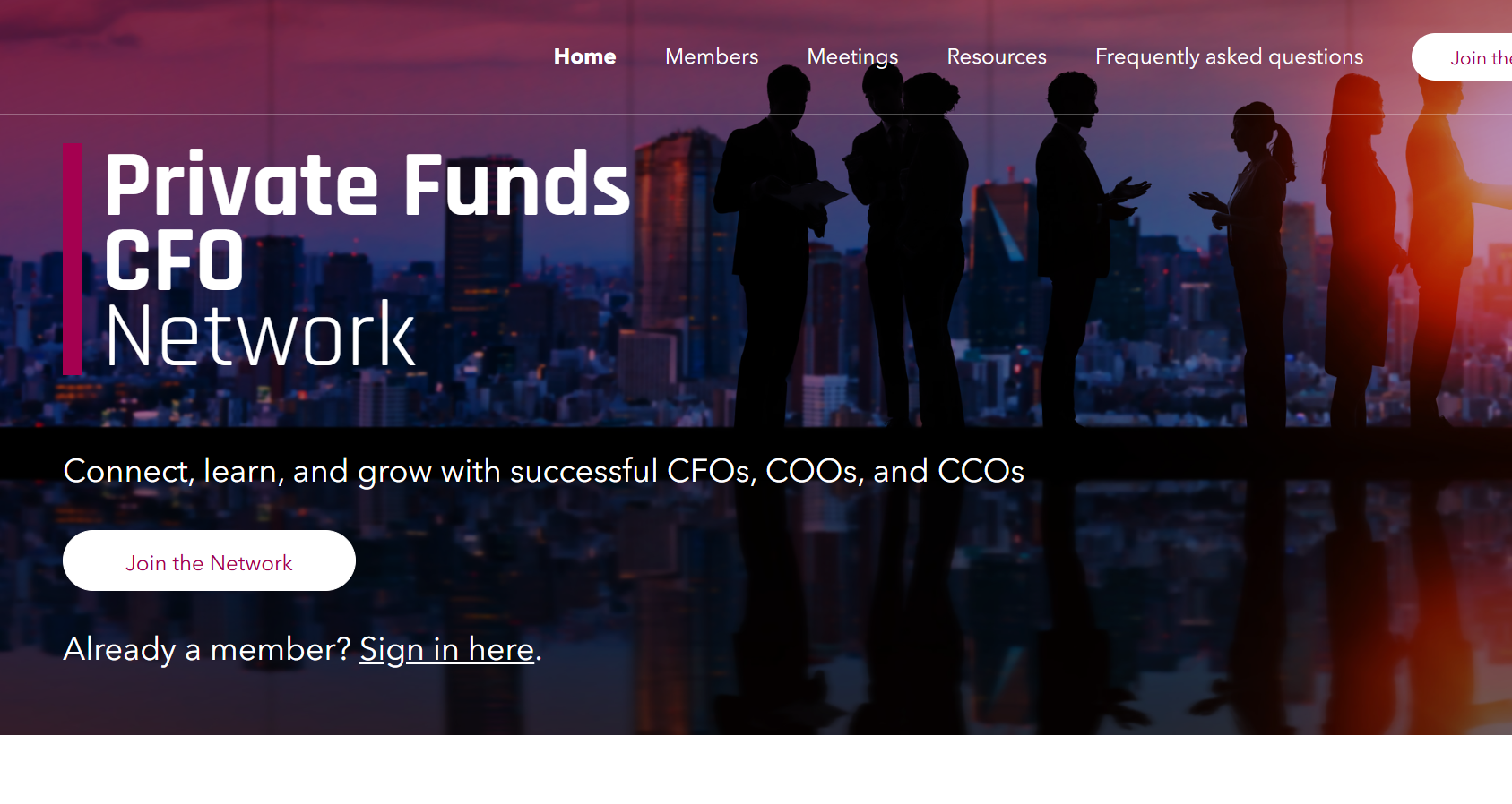 Private funds CFO Community landing page.